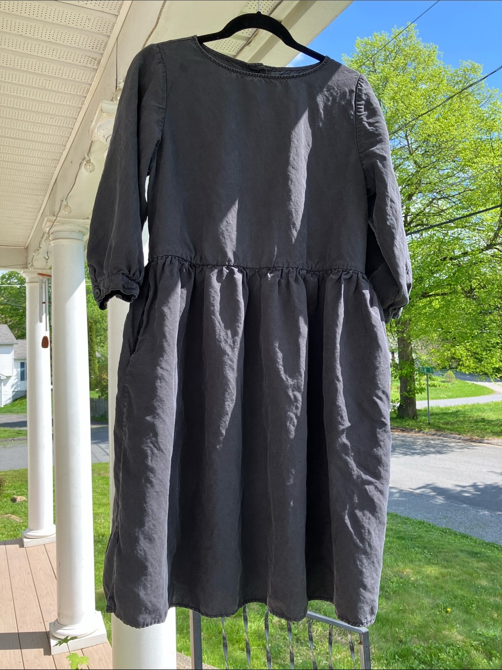 Tradlands Nova Linen-Tencel blend Charcoal Gray Dress